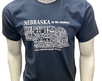 Nebraska Counties (By The Numbers) Short Sleeved Tee Shirt - Steel Blue