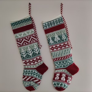 Personalised Nordic Fairisle Christmas Stockings - 2 x Designs - Knitting Pattern