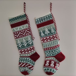 Personalised Nordic Fairisle Christmas Stockings - 2 x Designs - Knitting Pattern - personalisable