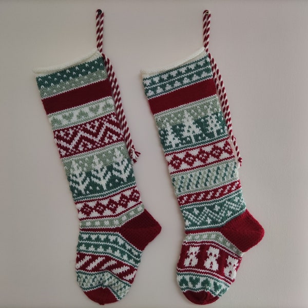 Chaussettes de Noël nordiques Fairisle personnalisées - 2 x Designs - Modèle de tricot