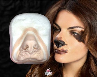 Nariz de perro realista, prótesis de silicona para animales: maquillaje de efectos especiales de silicona, sin látex, Halloween, cosplay, cine.