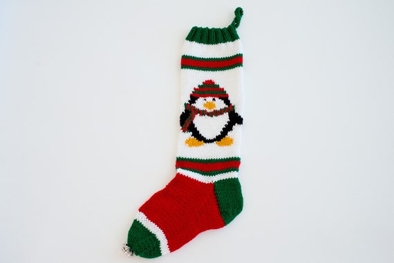  Penguin Personalized Knitted Christmas Stocking with