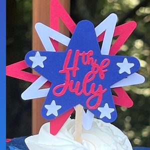 PRINTABLE SVG cake or cupcake topper 4th of July | Independence Day cake or cupcake topper July 4 party | Fourth of July