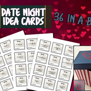 Date Night Idea Cards with a box, great as a Valentine&#39;s Day or Sweetest Day gift, or for couples, anniversary, or paper anniversary
