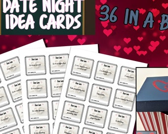 Date Night Idea Cards with a box, great as a Valentine's Day or Sweetest Day gift, or for couples, anniversary, or paper anniversary