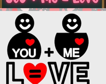 Paquete de tarjetas Tú + Yo = Amor IMPRIMIBLES / Tarjeta 3D DIY ideal para el Día de San Valentín, una boda o un aniversario