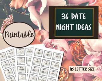 Couples date night idea cards | Valentine's Day date ideas for couples | Date idea cards for anniversary | Paper Anniversary date idea cards