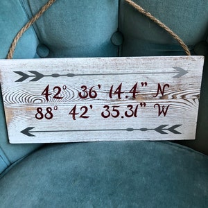 CUSTOMIZABLE Home Coordinates Sign with personalized longitude and latitude great minimalistic gift for house warming, new home, or wedding
