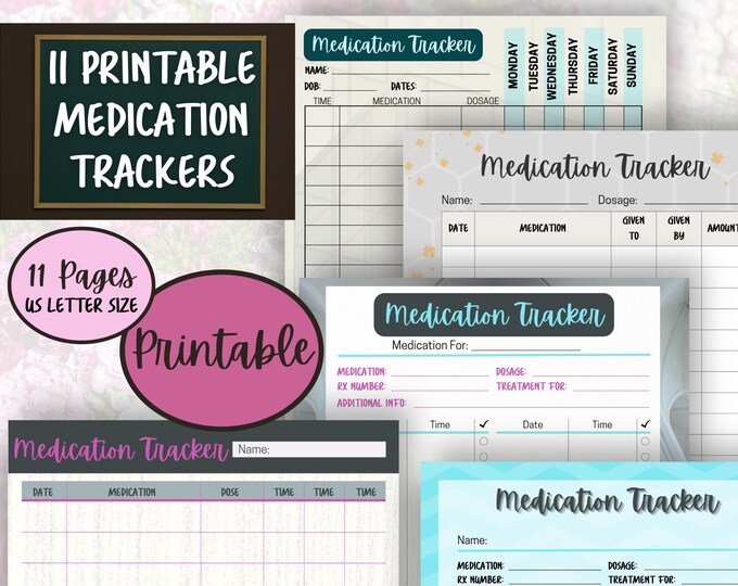 PRINTABLE Medication Tracker to keep track of when to take your medicine, great for your loved ones and for home healthcare