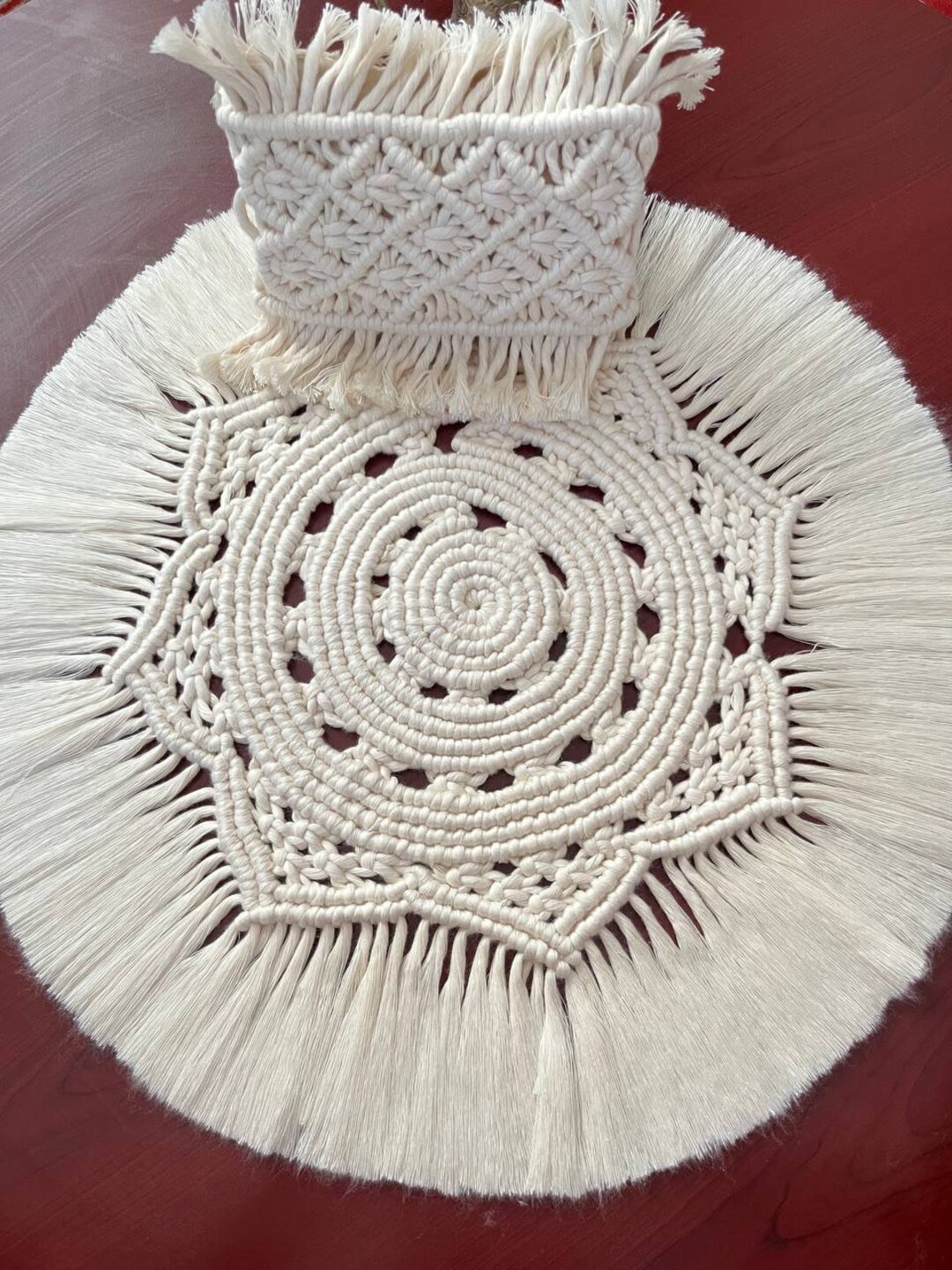 Newborn Round Rug and Pillow Set, Newborn Photo Shoot Stand, Macrame