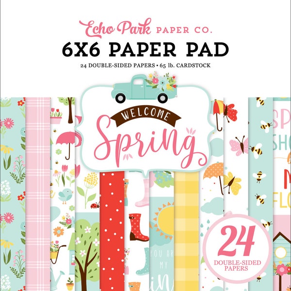 Echo Park Welcome Spring 6 x 6 Paper Pad, Spring, Welcome Spring, Mixed Papers, Echo Park, Seasonal Papers, Spring Papers,