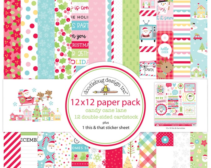 Doodlebug 'candy Cane Lane' 12 X 12 Paper Pack, Doodlebug, Christmas