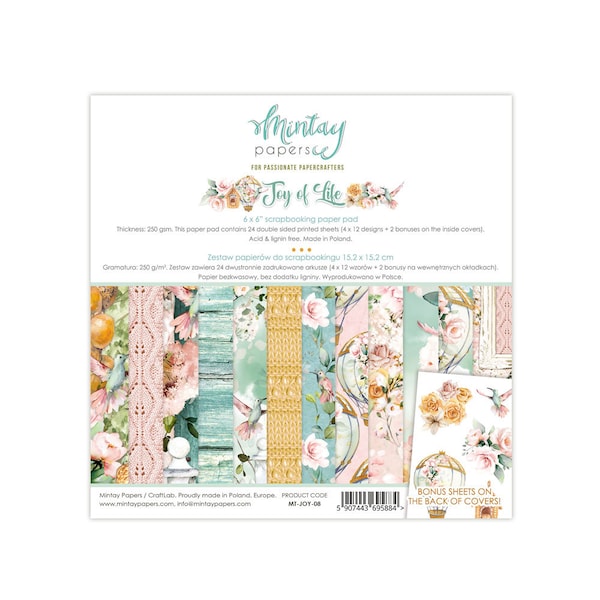 Mintay 'Joy of Life' 6 x 6 Scrapbooking Paper, Joy of Life, Summer, Mintay, Scrapbooking, Journals, Cardmaking, Craft Projects, Cards