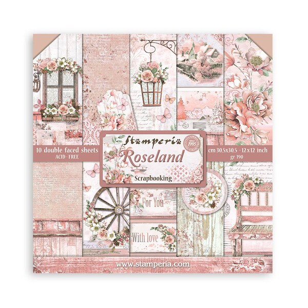 Stamperia 'Roseland' 12 x 12 Paper, Scrapbooking Paper, Cardmaking, Mini Journals, Journals, Albums, Mixed Media, Cards, Gift Boxes, Tags