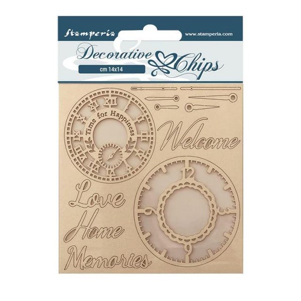 Stamperia Decorative Chips -- SCB159 Chipboard, Create Happiness -- Welcome Home, Scrapbooking, Cardmaking, Tags, Mixed Media, Crafts,