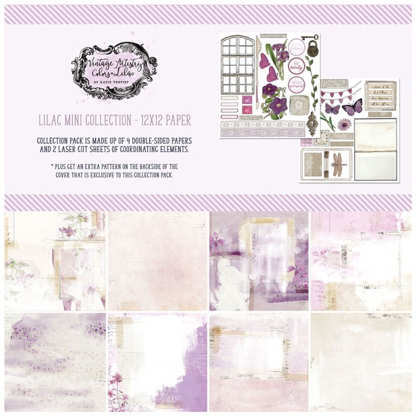 Vintage Artistry Lilac 12×12 Collection Pack, Lilacs, 49 and Market, Scrapbooking, Cardmaking, Journals, Tri-folds, Tags, Craft Projects