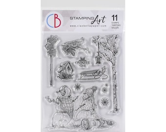Ciao Bella Stamping Art 'Winter Time' Stamp Set, Stamps, Photopolymer Stamps, Scrapbooking, Mixed Media, Cardmaking, Tags, Journals