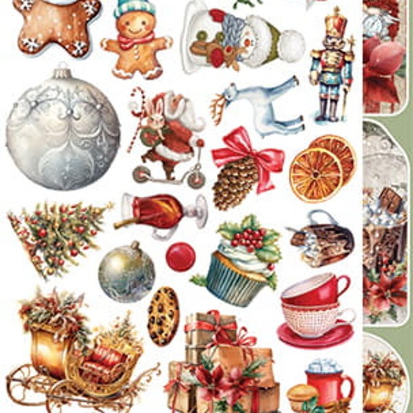 Craft O' Clock 'Christmas Treasures Extras Set - CHRISTMAS, Ephemera, Scrapbooking, Cardmaking, Tri-Folds, Albums, Mixed Media, Fussy-Cuts