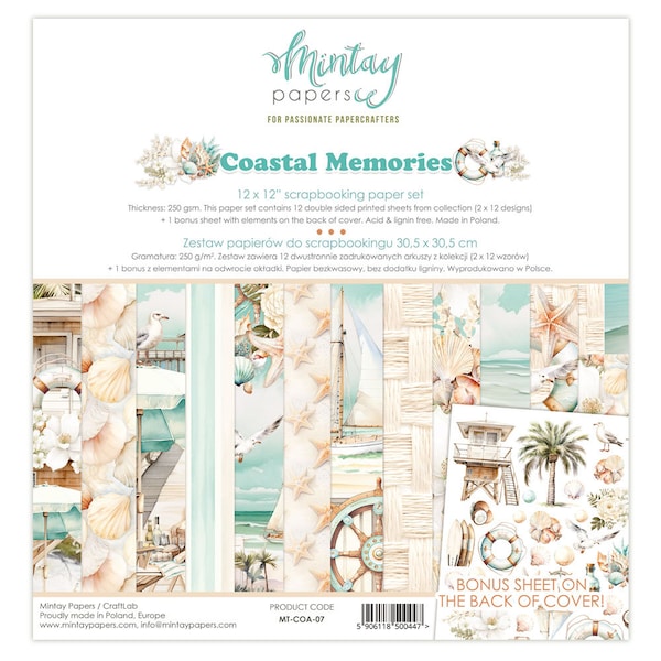 Mintay 'Coastal Memories' 12 x 12 Scrapbooking Paper Set, Mintay, Scrapbooking, Journaling, Cardmaking, Craft Projects, Albums, Mini-Albums