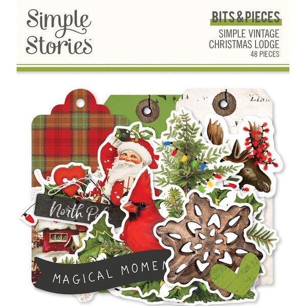 Simple Stories Simple Vintage 'Christmas Lodge' Bits & Pieces, Ephemera, Christmas, Scrapbooking, Cardmaking, Tri-Folds, Tags