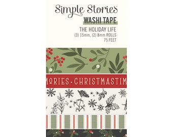 Simple Stories 'The Holiday Life'  Washi Tape, Washi Tape, Simple Stories, Christmas, Scrapbooking, Cardmaking, Crafts, Tags, Journals
