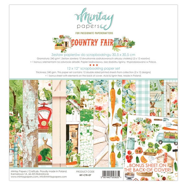 Mintay Country Fair 12 x 12 Scrapbooking paper set, Country Fair, Mintay, Scrapbooking, Journaling, Cardmaking, Craft Projects, Tags, Cards