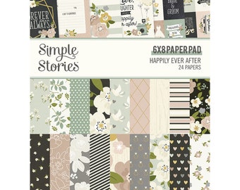 Simple Stories 6 x 8 Paper Pad, Happily Ever After, Simple Stories, 6 x 8 Pads, Scrapbooking, Cardmaking, Tags, Journals, Tri-Folds