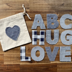 Letras del alfabeto de fieltro de tela de algodón, letras ABC hechas a mano, letras personalizadas para los más pequeños, juguete educativo de aprendizaje