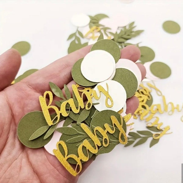 Baby Shower Confetti, Eucalyptus Confetti, Baby Girl Confetti Baby Sprinkle, Botanical Greenery, Succulent Confetti, Confetti Table Decor