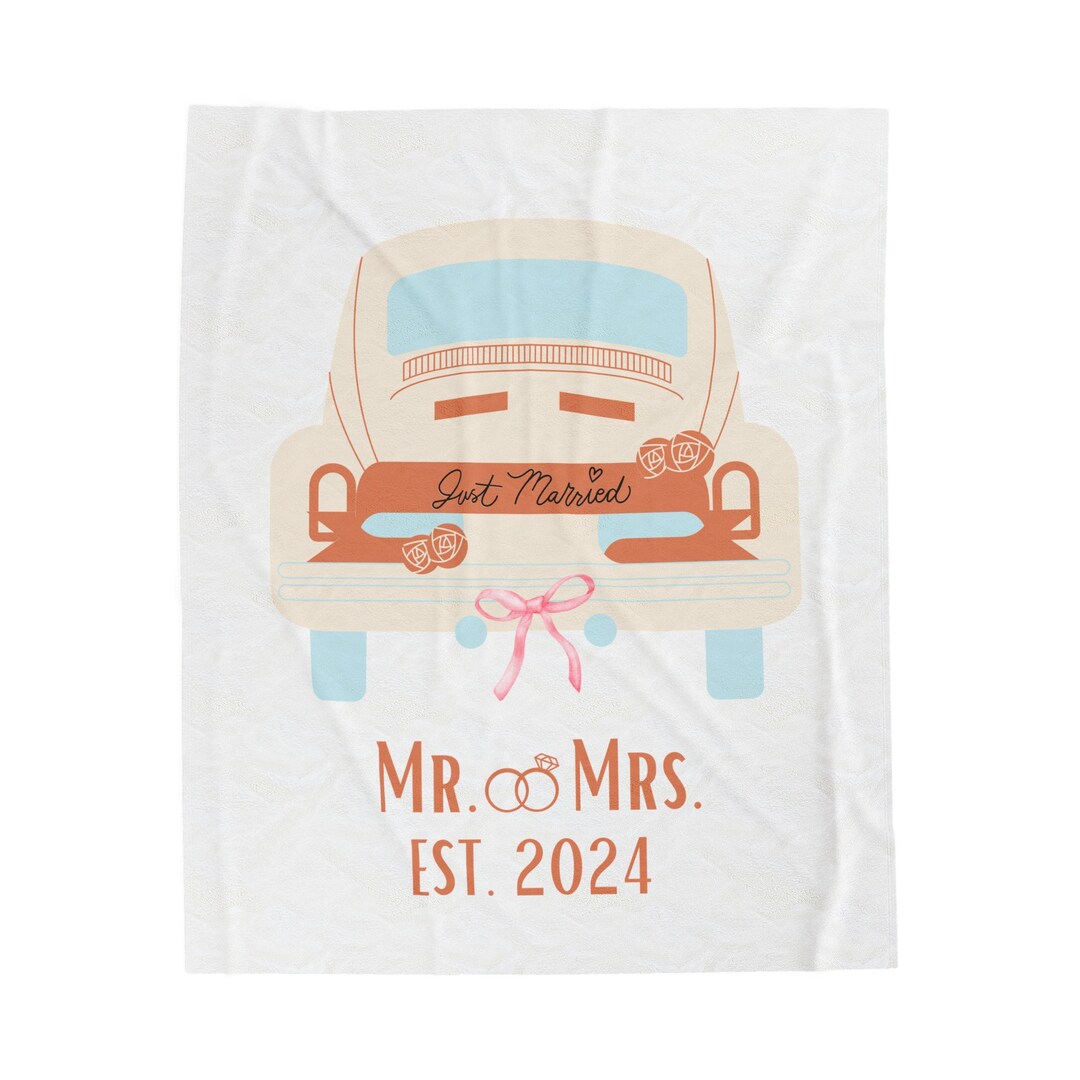 Just Married Blanket, Newlywed Throw, Wedding Keepsake Blanket, Bride