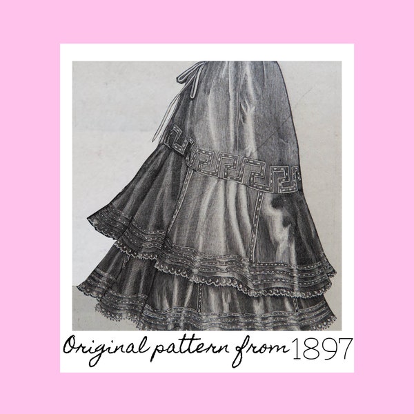 Victorian Petticoat Pattern 1897, Victorian Reproduction PDF Pattern, La Mode Illustrée pattern