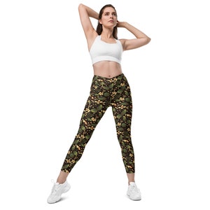 COLORADO WILDFLOWERS Crossover Leggings With Pockets Cottagecore Style /  Unique Yoga Clothes / Festival Style / Trippy Floral -  Ireland