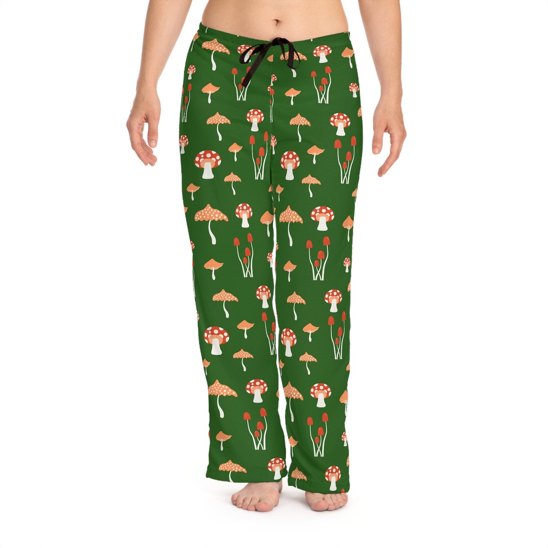 Mushroom Pajama Pants Green PJ Pants Cottagecore Pajamas Etsy