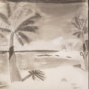 Poʻipū Beach (Kaloa HI) | art, charcoal drawing, charcoal art, drawing, beach, tropical, Hawaii