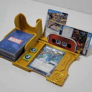 Painel do jogador com tema X-Men com suporte para caixa de deck | Marvel defende o jogo de cartas LCG