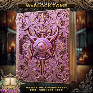 Warlock Tome Book Dice Vault and Rolling Tray | Magnetic Case | Dungeons and Dragons | DnD | D&D RPG Game | Dice Container