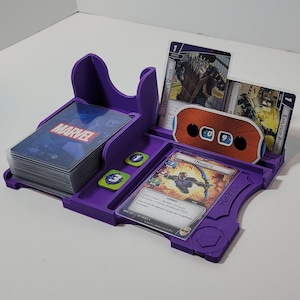 Painel do jogador com tema Hawkeye com suporte para caixa de deck | Marvel defende o jogo de cartas LCG