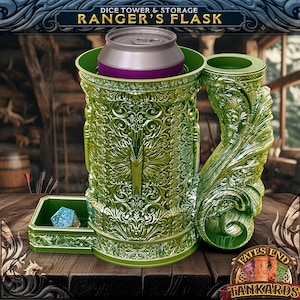 Waldläufer Bierkrug Würfel-Turm | Dungeons and Dragons | D&D | D&D | Rollenspiel | Pfadfinder | Waldläufer Bierkrug und Würfelturm Kombi