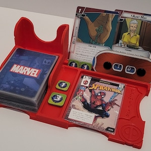Painel do jogador com tema Deadpool com suporte para caixa de deck | Marvel defende o jogo de cartas LCG