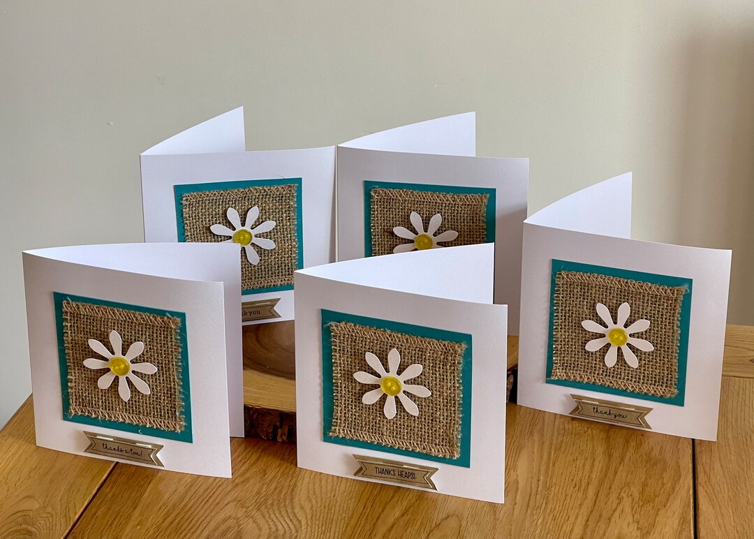 Handmade Flower Themed Thank You Cards - Set of 5 - Etsy UK