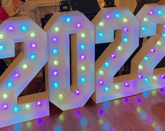 Marquee Letters or Marquee Numbers - All Wood ~ 4 feet (46.5")   | LED White + Multi-Color Light Options | 46.5"x22.5"x 6"  w/ Remote & App