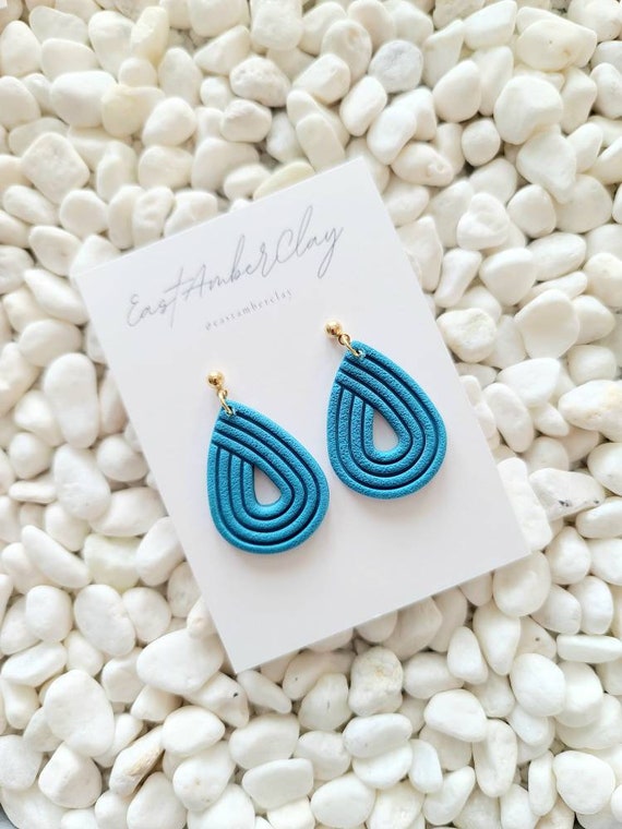 Bright Teal Sandi Clay Earring/Handmade Jewelry/Accessories /Fimo /Polymer  Clay Earrings / Boho Earring/Statement Earring / Gift for Her