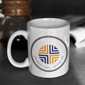 Luton - 11oz Ceramic Mug - Psychedelic design in Team Colours - gift for home or office
