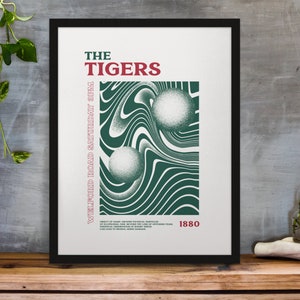 Leicester - impression d'art psychédélique d'inspiration aux couleurs de l'équipe A3/A4/A5/A6, cadre cadeau, options disponibles