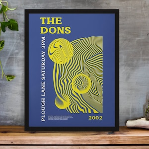 W&#39;bledon - Impresión de arte inspirada - Diseño psicodélico en colores del equipo Opciones enmarcadas de regalo A3/A4/A5/A6 disponibles