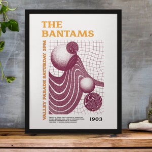 Bradford - Inspired Art Print - Psychedelic design in Team Colours A3/A4/A5/A6 Gift Framed Options Available