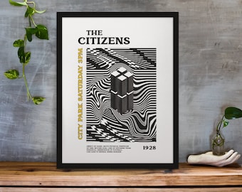 Edinburgh City FC Inspired Art Print - Psychedelic design in Team Colours A3/A4/A5/A6 Gift Framed Options Available