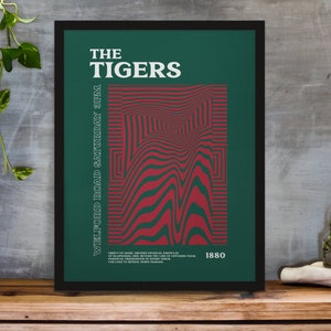 Leicester - geïnspireerde psychedelische kunstprint in teamkleuren (a3/a4/a5/a6 cadeau) ingelijste opties beschikbaar