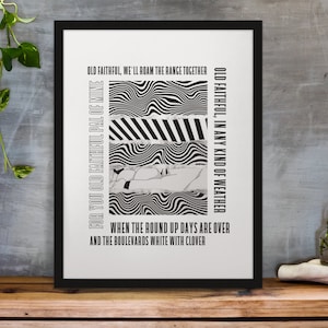 Old Faithful - Club Anthem lyrics Inspired Psychedelic Art Print in Team Colours A3/A4/A5/A6 Gift Framed Options Available