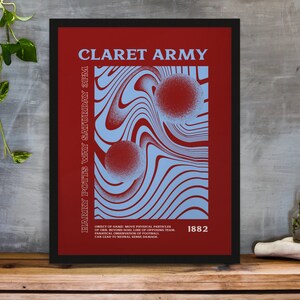 Claret Army - Art Print - Psychedelic design in Team Colours A3/A4/A5/A6 Gift Framed Options Available